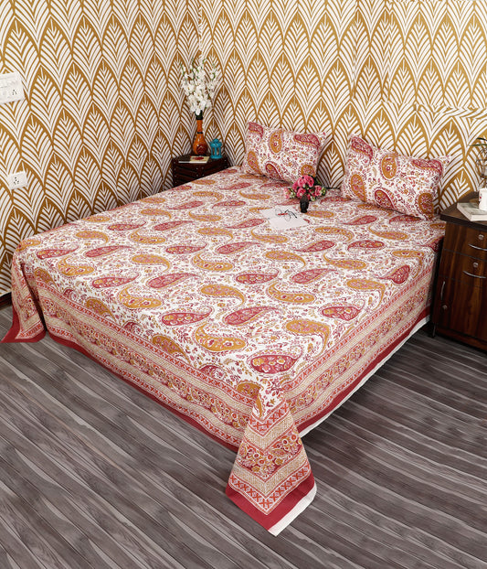 Bagru Mahal Peach Paisley Jaal Cotton King Size Bedsheet 108x108 with 2 Pillow Covers Bedsheet 1cajHOnc0hw48acj6K-ciM6Vl0fcUcGWs_w2000