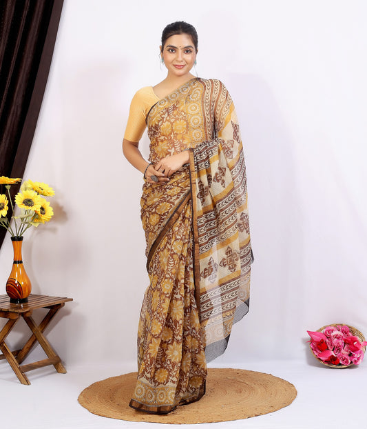 Beige Brown Bagru Kota Doria Hand Block Print Saree with Blouse Saree 1cq2GFrIHa8M6Gl5WGeTA2UeMW9JCPNfr_w2000