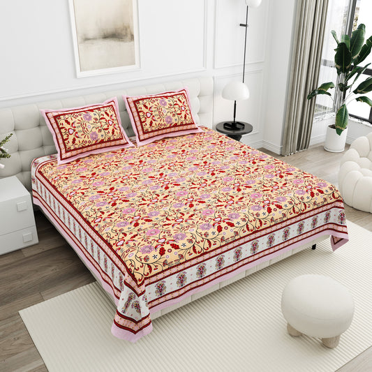 Kesar Peach Mughal Floral Cotton Double Bedsheet 90x108 with 2 Pillow Covers Bedsheet 1d6YOxh7muFcHK7O53zVoT1OnQEmWMBy6_w2000