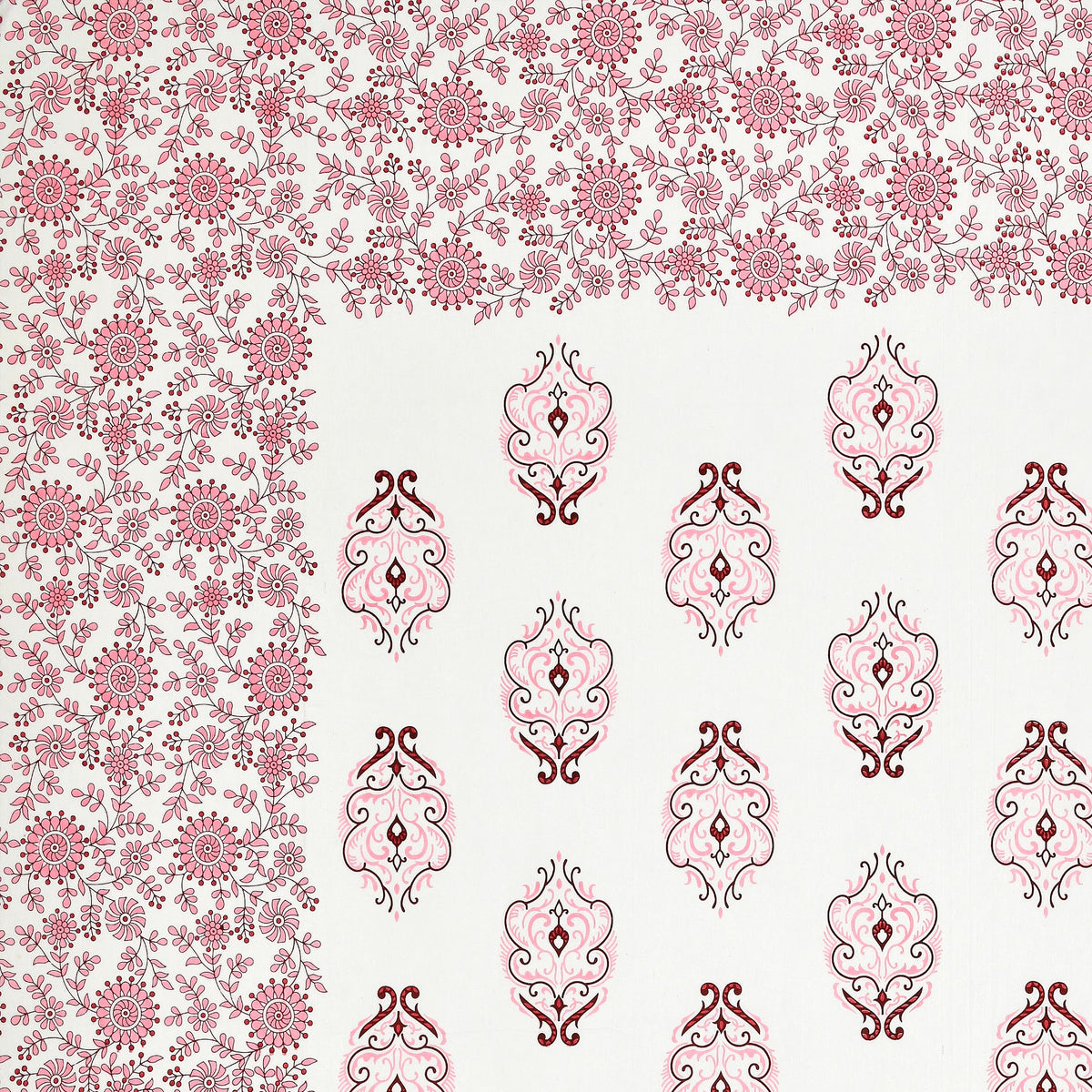 Kalashree Pink Paisley Border premium cotton double bedsheet 100x108 with 2 pillow covers – pink – wholesale Jaipur – view 2