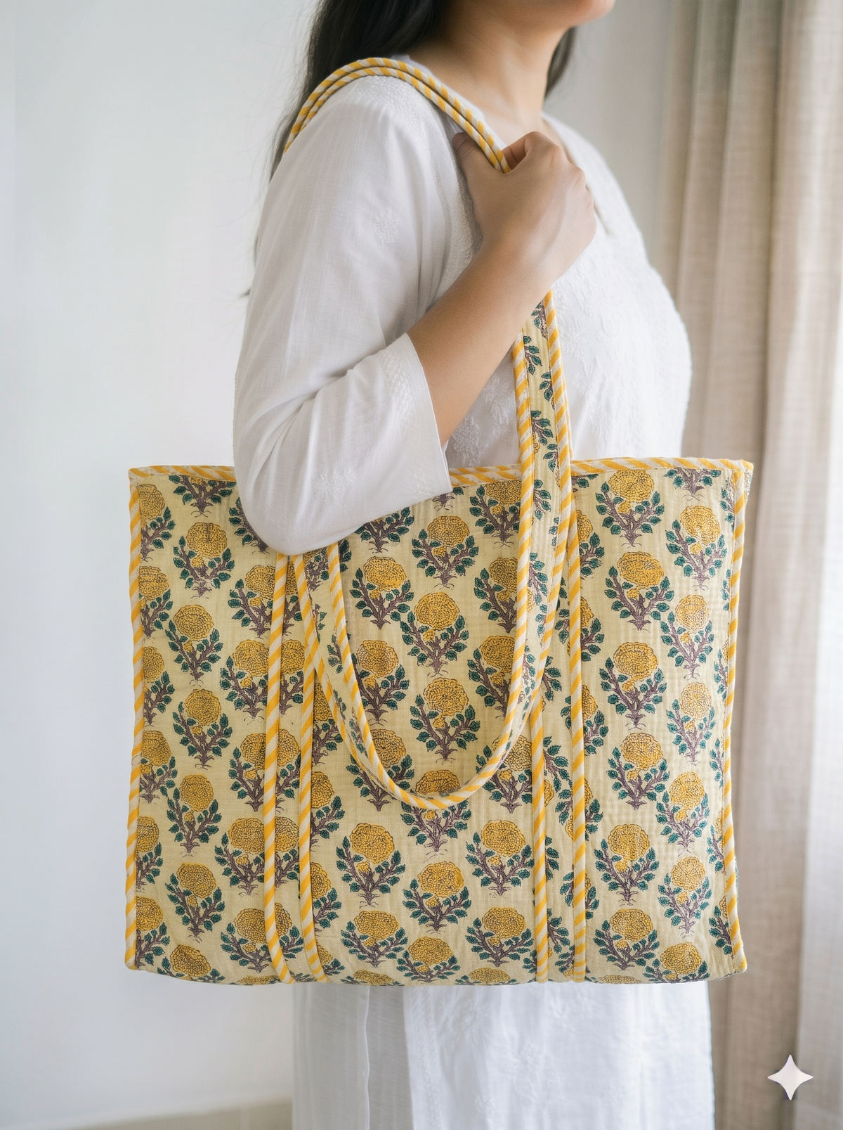 Jaipuri Printed Quilted Cotton Tote Bag | Peela Buta – Yellow Buta | 18x18 inch | Zipper & Inside Pocket | Wholesale Tote Bag 1dOa-_WqbwPJqWG_r0fI3NuWLJfyFnC3y_w2000