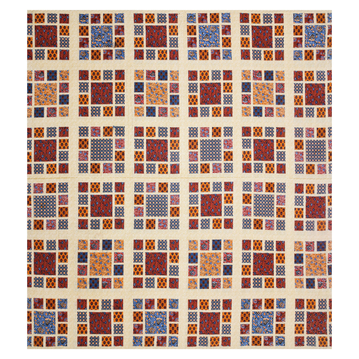 Kalashree Maroon Patchwork Check premium cotton double bedsheet 100x108 with 2 pillow covers – maroon and multicolour – wholesale Jaipur – view 4