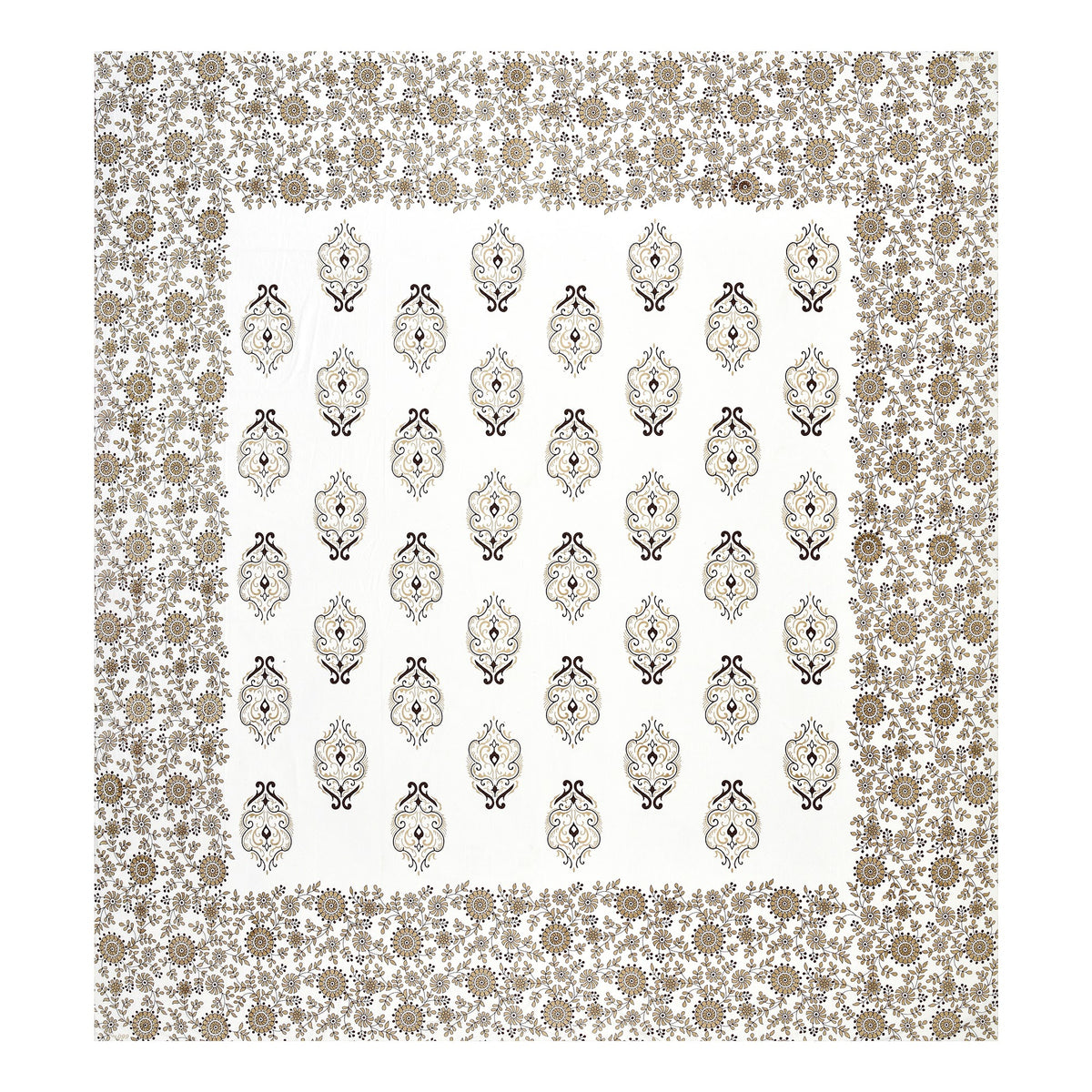 Kalashree Beige Paisley Border premium cotton double bedsheet 100x108 with 2 pillow covers – beige and brown – wholesale Jaipur – view 5