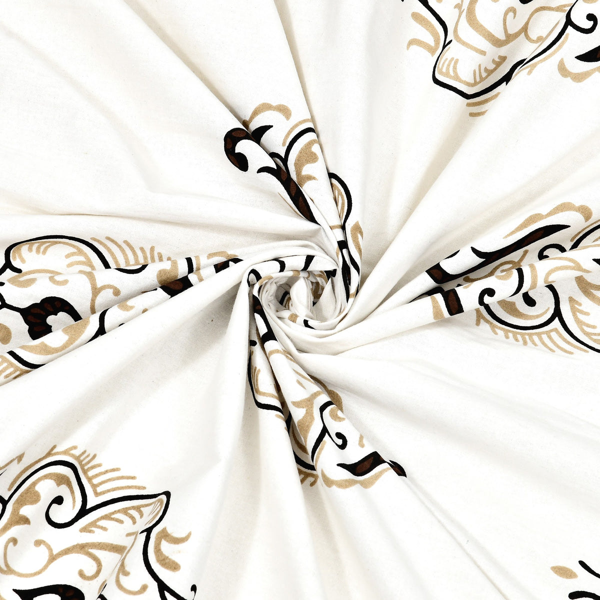 Kalashree Beige Paisley Border premium cotton double bedsheet 100x108 with 2 pillow covers – beige and brown – wholesale Jaipur – view 6