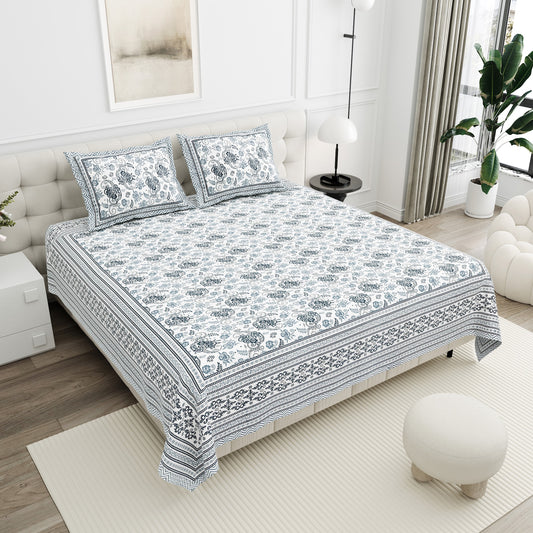 Haveli Ash Grey Floral Cotton Double Bedsheet 90x108 with 2 Pillow Covers Bedsheet 1ea4GmtMtxk2-FKc5ukPIya9-GaFwmOLq_w2000