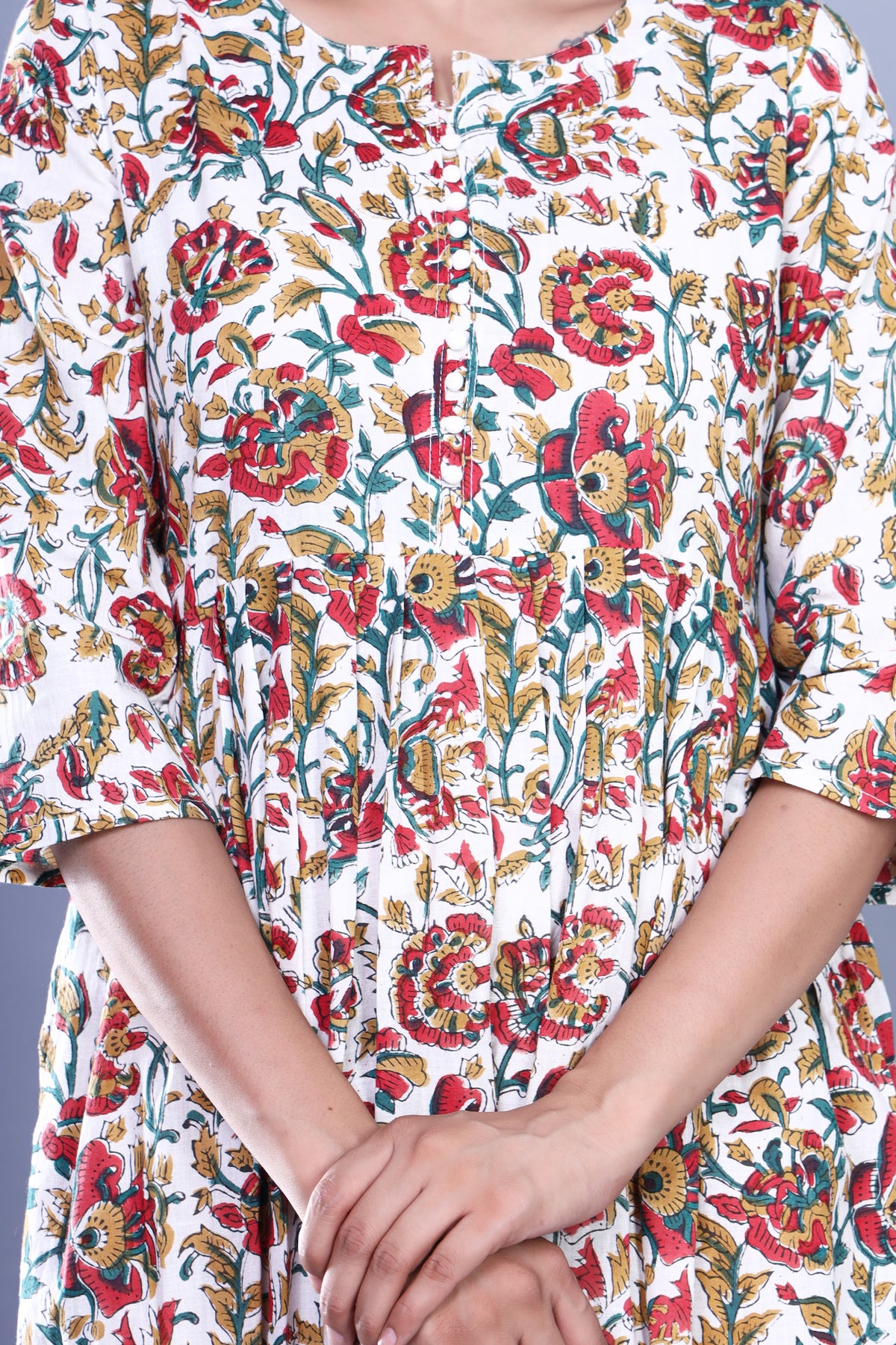 Printed Cotton Tiered Kurti Dress – Red Multi Floral Long (Make to Order) Ready to Wear 1euDx_vgJIr1-zQuPcZ0a3maDgKKxgYjR_w2000