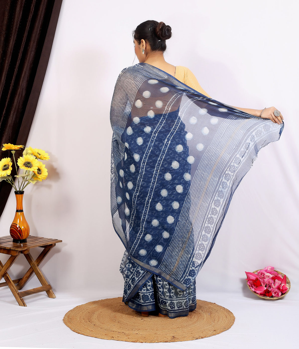 Indigo Polka Dabu Kota Doria Hand Block Print Saree with Blouse Saree 1fKKY4kO0wipUaZeAlAd8hD6PuacU96Wu_w2000