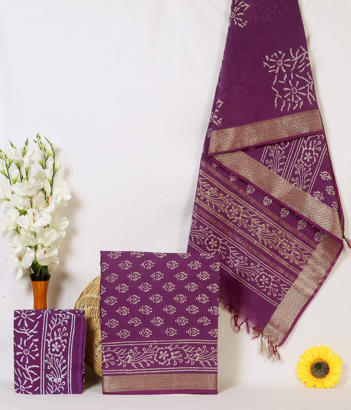 Maheshwari Silk Hand Block Print Suit Material | Jamuni Mehrab – Purple Arch Buta | Purple | Golden Zari Border | Wholesale Suit Material 1fgwhMmSdB6gNHGOcxcLIq0e4UE7JHplr_w2000