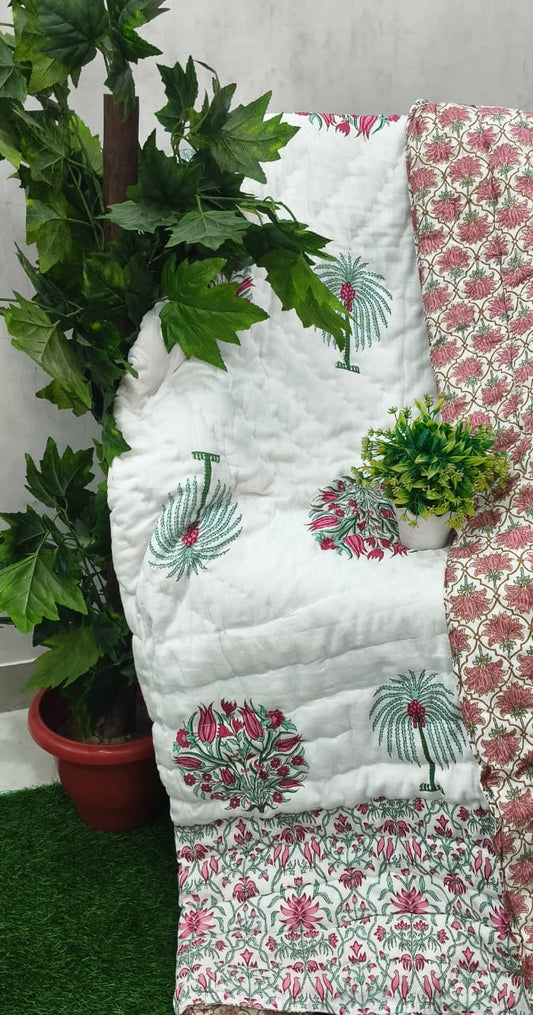 White Teal Palm Buta Peach Reverse Jaipuri Mulmul Razai – Reversible, Cotton Filled Razai 1fl7XvvjFkybgU-44M4zB7wThPiiQaP8K_w2000