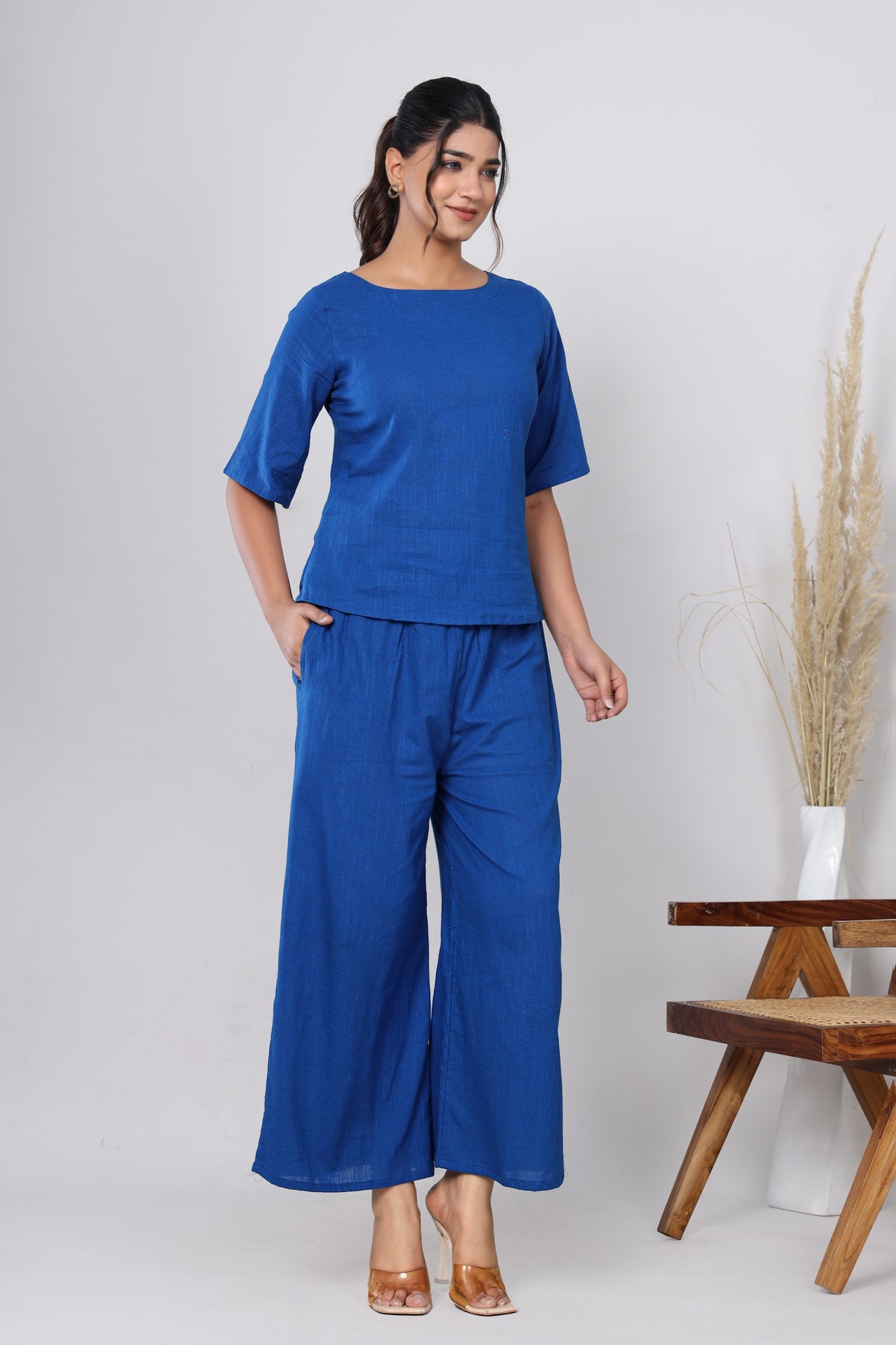 Royal Blue solid co-ord set – make to order wholesale – view 3