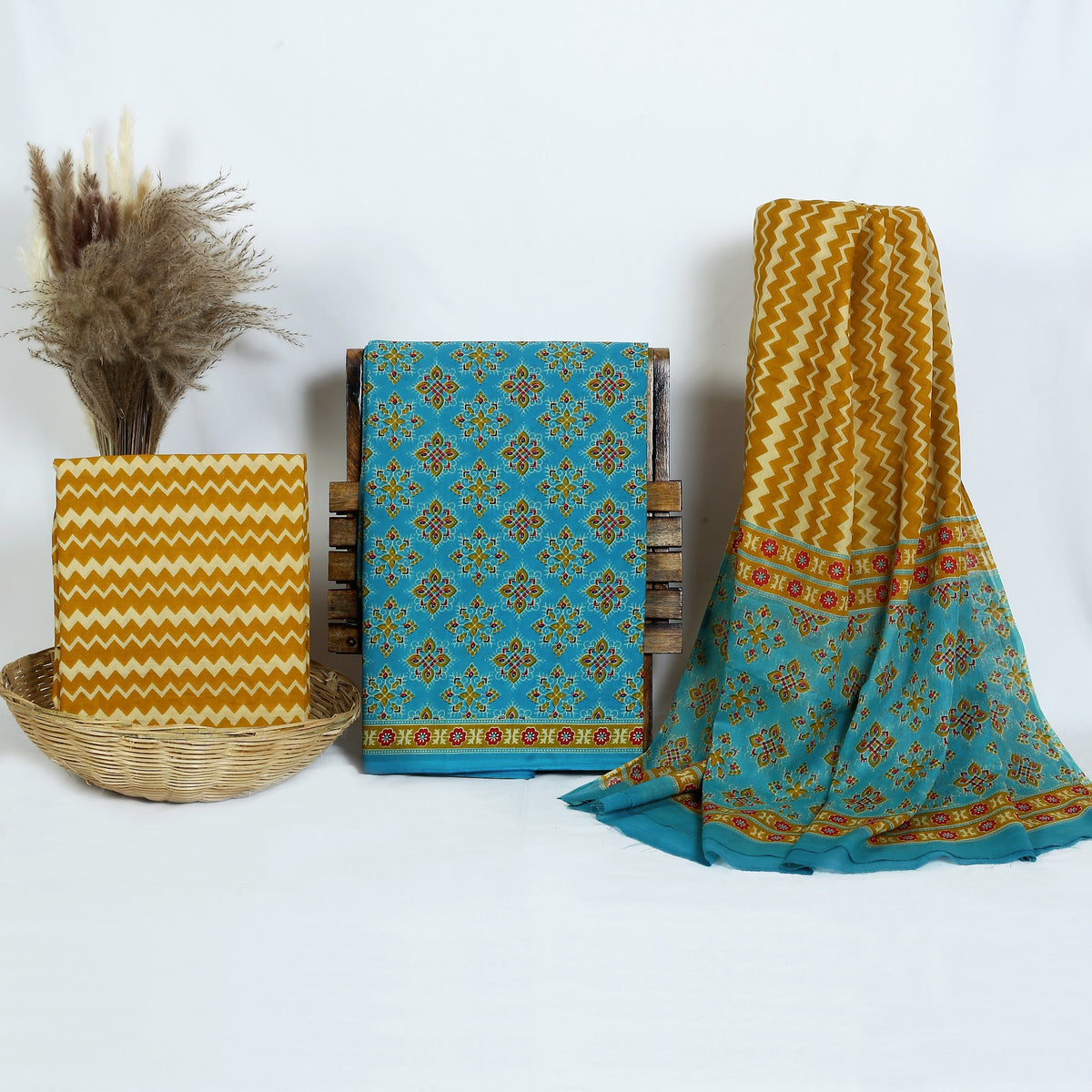 Hand Block Print Cotton Suit Material with Mulmul Dupatta | Firozi Sarson Buti – Teal Mustard Buti | Teal & Mustard | Wholesale Suit Material 1fwkoVdwBHA5T80XvjQwXoWftgF95q9OD_w2000