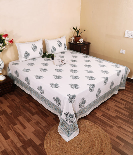 Mint Border Phool Hand Block Printed Murugan Cotton Double Bedsheet 95x108 with 2 Pillow Covers Bedsheet 1fyyvJ_o4fYYXEkMiOmXjiD00eDx8OIZE_w2000