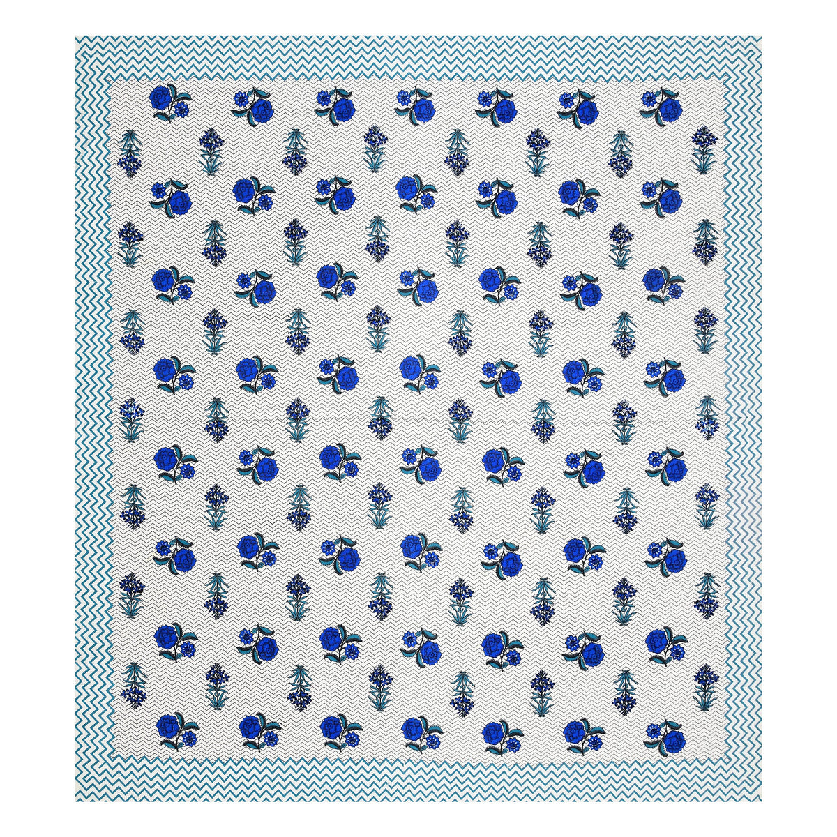 Kalashree Royal Blue Rose Chevron premium cotton double bedsheet 100x108 with 2 pillow covers – royal blue – wholesale Jaipur – view 5