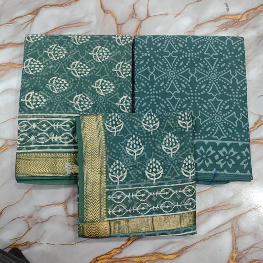 Maheshwari Silk Hand Block Print Suit Material | Hara Phool – Teal Flower Buta | Teal Green & White | Golden Zari Border | Wholesale Suit Material 1g62pg4izCWeAPq8te2LDlTkB8SMNKCVz_s0