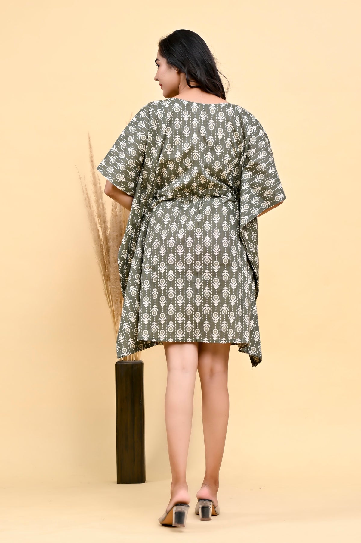 Printed Cotton Kaftan Dress 36 inch Knee Length – Olive Grey Buta (Make to Order) Ready to Wear 1gCUlxOlrqrVUsMRvNDNrB8aS0GEXbJ6a_w2000