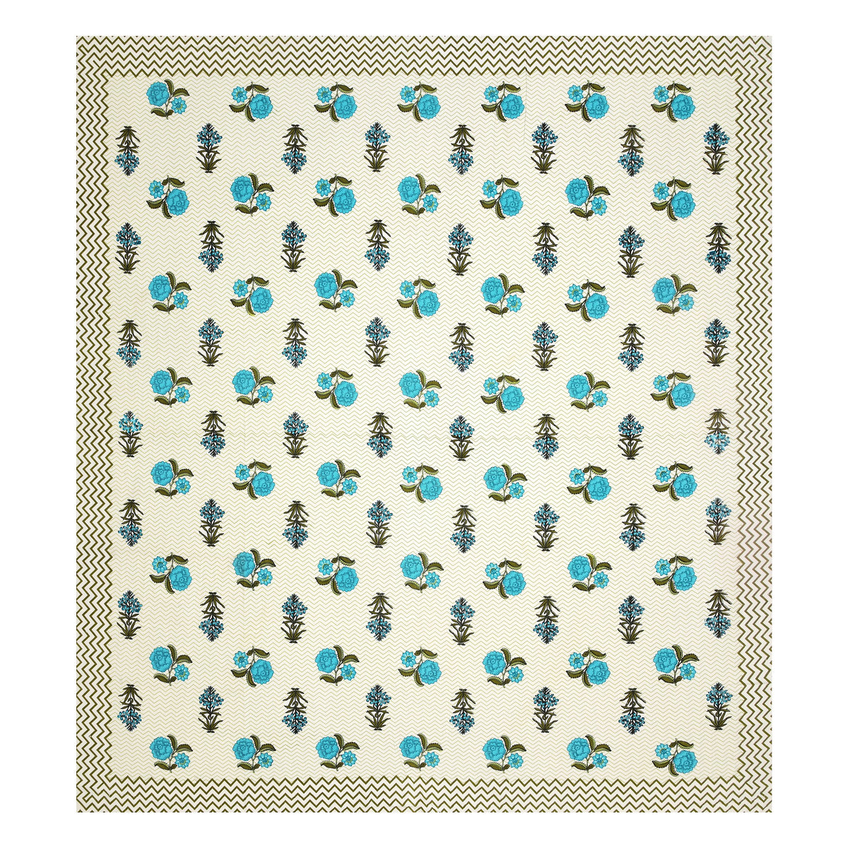 Kalashree Aqua Rose Chevron premium cotton double bedsheet 100x108 with 2 pillow covers – aqua – wholesale Jaipur – view 5