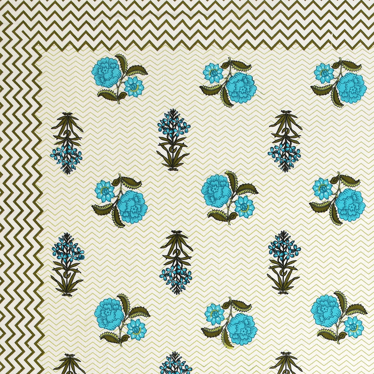 Kalashree Aqua Rose Chevron premium cotton double bedsheet 100x108 with 2 pillow covers – aqua – wholesale Jaipur – view 3