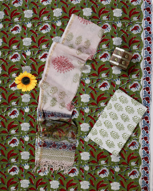 Olive Red Floral Jaal Hand Block Print Cotton Suit with Kota Doria Zari Dupatta – Unstitched 3 Piece Suit Material 1gtCq_69LABaCmtAm6aUEuDF9zMlLxVrn_w2000