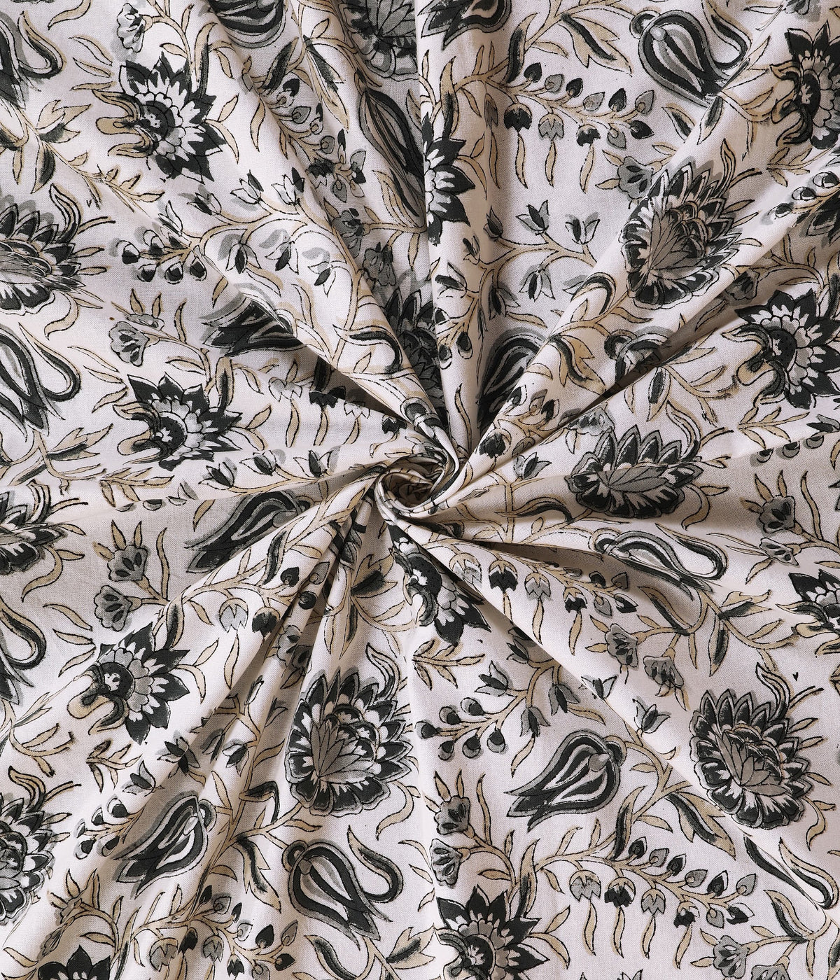 Shyam Jaal hand block printed Murugan cotton double bedsheet 95x108 with 2 pillow covers – charcoal black – wholesale Jaipur – view 3