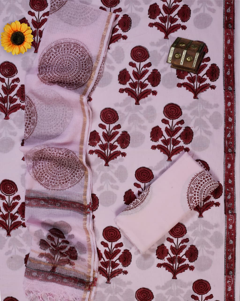 Pink Maroon Mughal Buta Hand Block Print Cotton Suit with Kota Doria Zari Dupatta – Unstitched 3 Piece Suit Material 1i8T89pAV42wwBdGfpNI_GfltM8gbOQS2_w2000