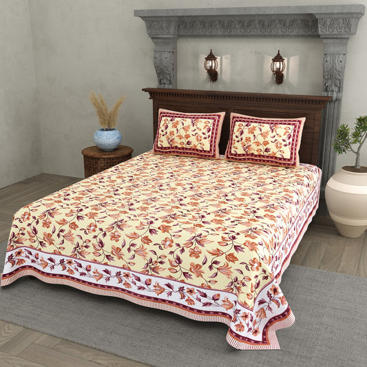 Kesar Peach Floral Bel Cotton Double Bedsheet 90x108 with 2 Pillow Covers Bedsheet 1iFQfE5F6g01gr1qScapf4XwdaW3CgvTu_w2000