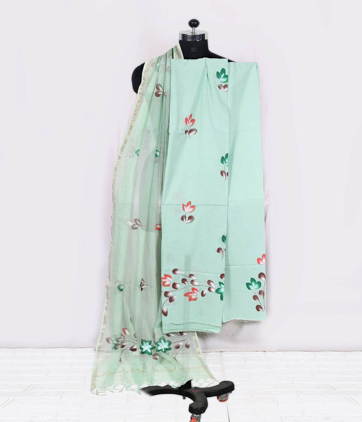 Rangeen Mint Painted Floral Hand Block Print Cotton Suit with Hand-Painted Kota Doria Dupatta – Unstitched 3 Piece Suit Material 1ikv-Ze9OcE-ntVDwpPN6HU7s8J7e35qc_w2000