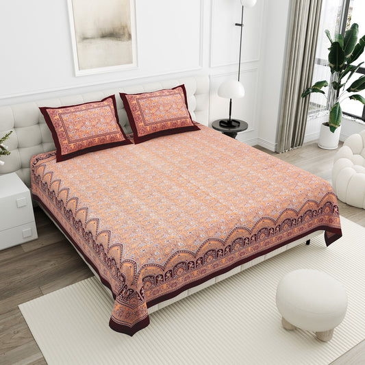 Kesar Dusty Peach Scallop Cotton Double Bedsheet 90x108 with 2 Pillow Covers Bedsheet 1j4-w1rEbZ1r4vdP12wZFeW2V1HuT8mc7_w2000