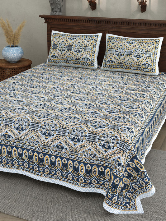 Haveli Navy Mughal Mandala Cotton Double Bedsheet 90x108 with 2 Pillow Covers Bedsheet 1j6Lgr3y02fnGOlxkvqJLubrpB05QPB1X_w2000