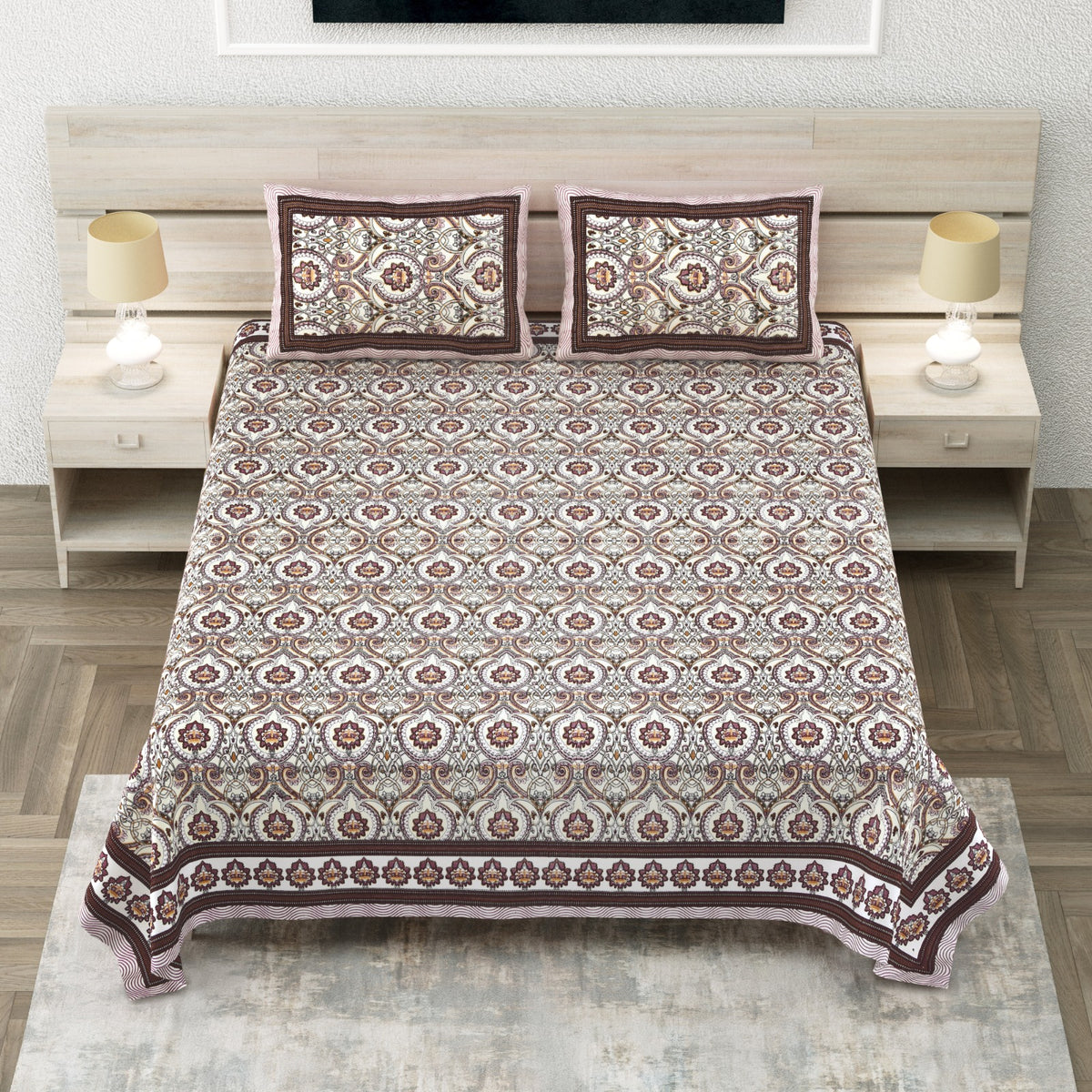 Avantika Maroon Geometric Tile Cotton King Size Bedsheet 108x108 with 2 Pillow Covers Bedsheet 1jXgny5RRptoygbwUhJiBFI1RTkuzvMwB_w2000