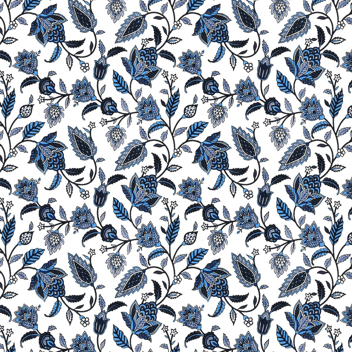 Kalashree Indigo Floral Jaal premium cotton double bedsheet 100x108 with 2 pillow covers – indigo blue – wholesale Jaipur – view 3