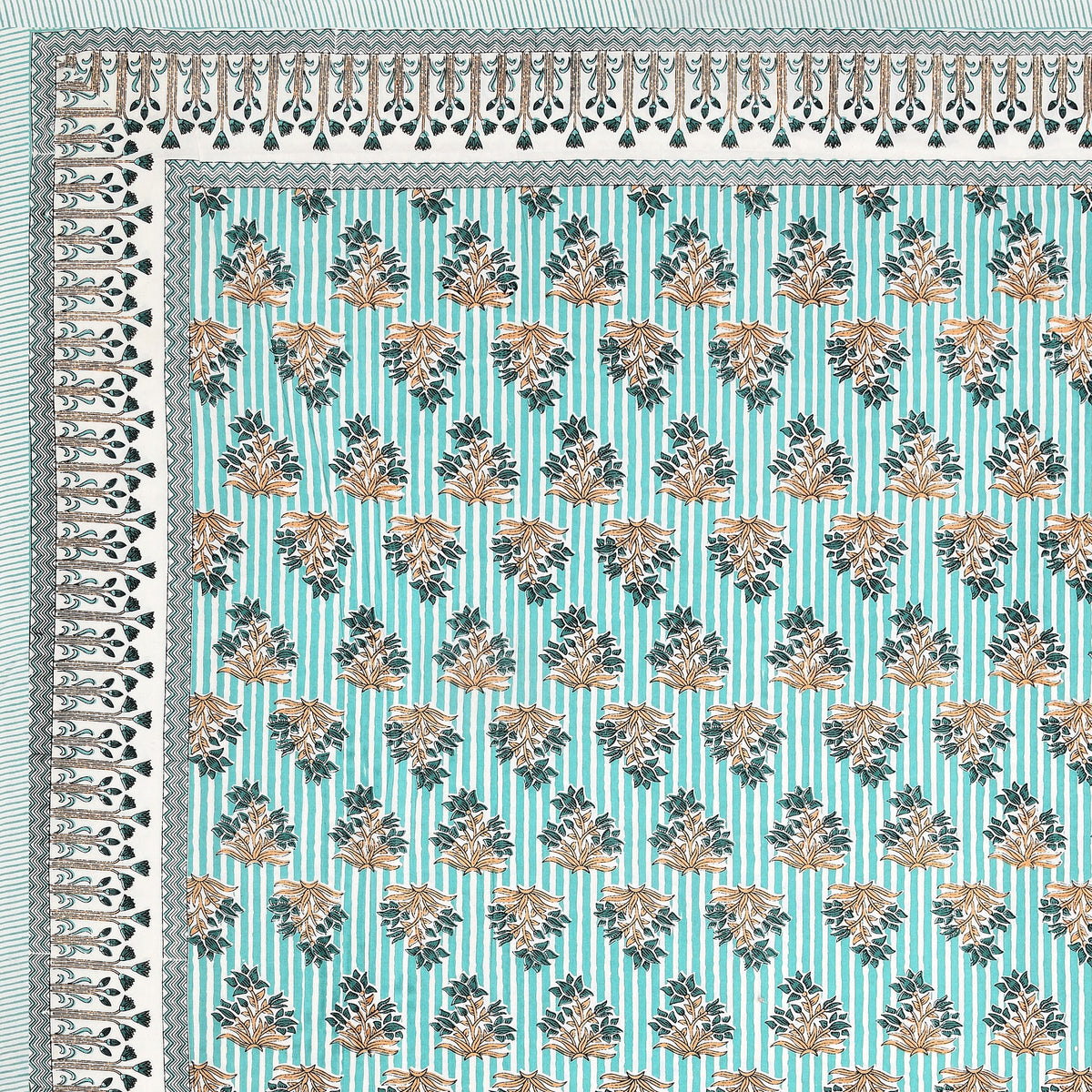Aqua Mini Buta pure cotton double bedsheet 90x108 – Unnati collection – view 4