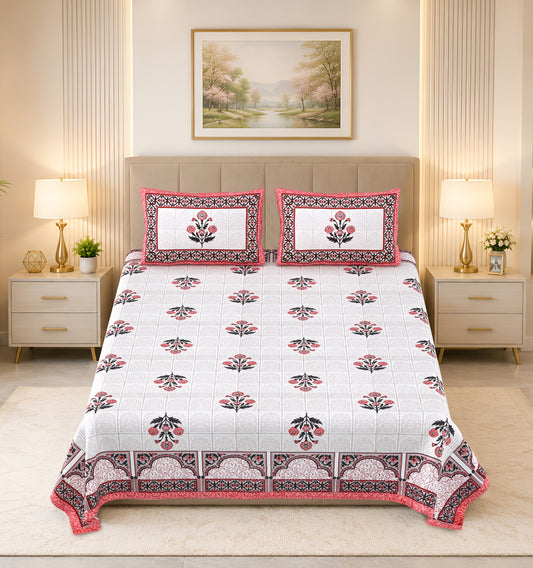 Kalashree Grey Pink Mughal Panel Premium Cotton Double Bedsheet 100x108 with 2 Pillow Covers Bedsheet 1kkC35gr3f0Y5JU1wB7y_CwEZ06QCsgyM_w2000
