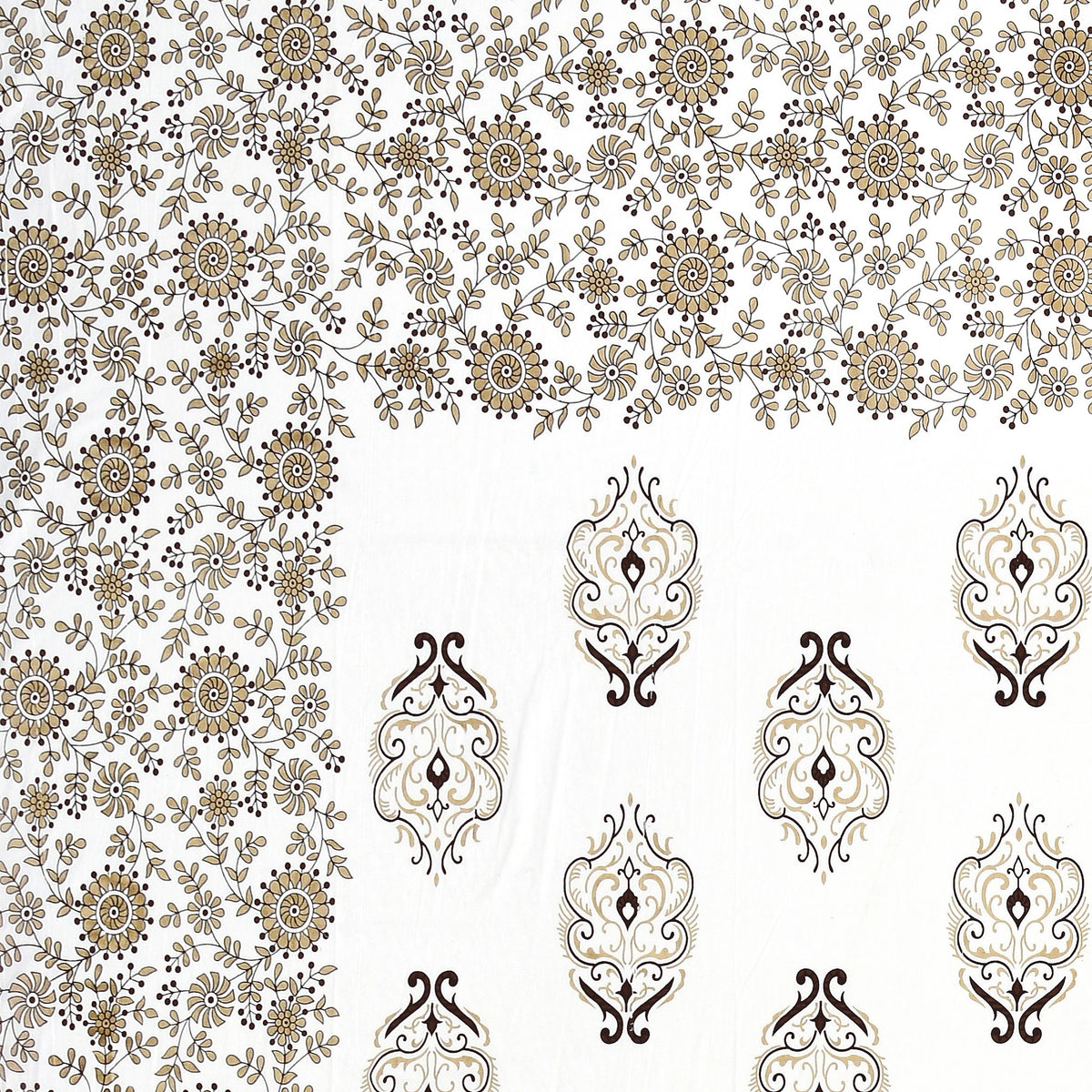 Kalashree Beige Paisley Border premium cotton double bedsheet 100x108 with 2 pillow covers – beige and brown – wholesale Jaipur – view 2