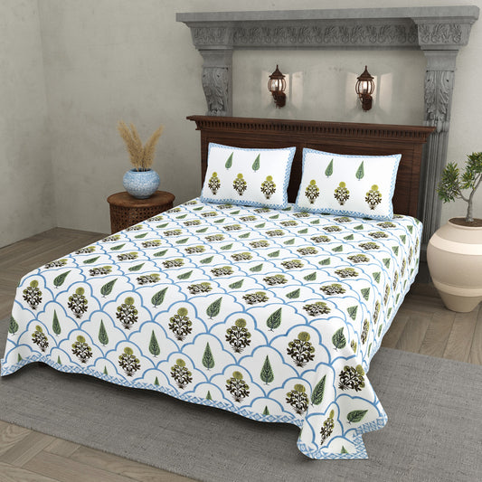 Moti Buta Olive Ogee Trellis Cotton Double Bedsheet 90x108 with 2 Pillow Covers Bedsheet 1lGJq40Lf8OrSWOu_f5qDPKC3MU1bALji_w2000