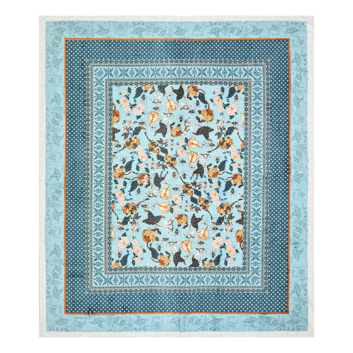 Sky Blue Bird Floral pure cotton double bedsheet 90x108 – Unnati collection – view 3