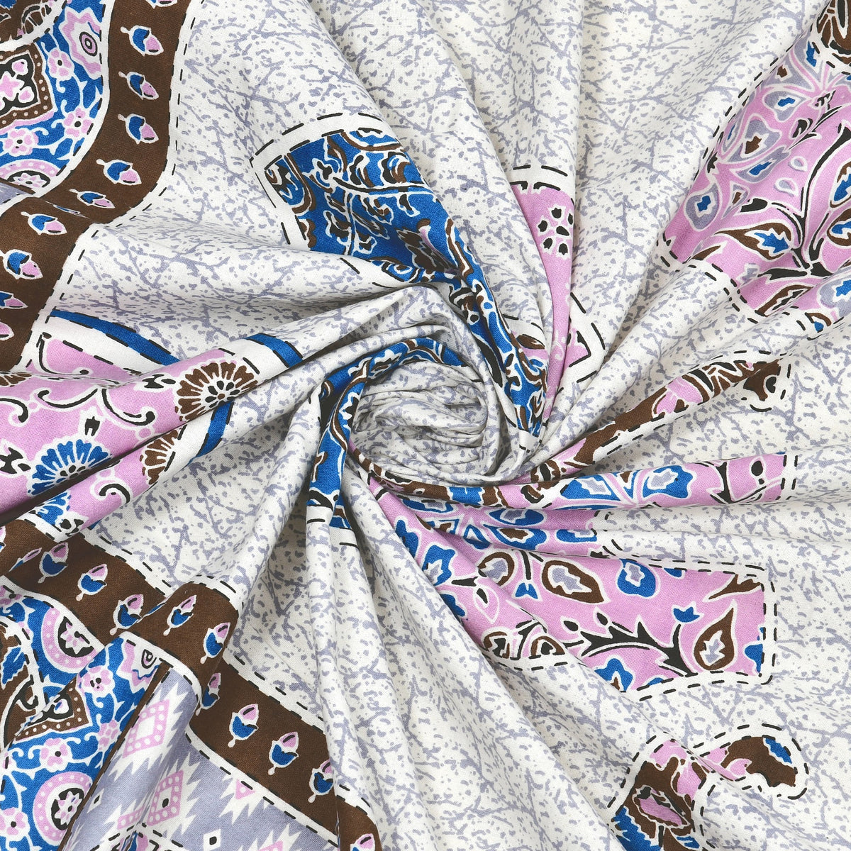 Elora Lilac Elephant Mandala Murugan cotton single bedsheet 60x90 with pillow cover – lilac – wholesale Jaipur – view 6