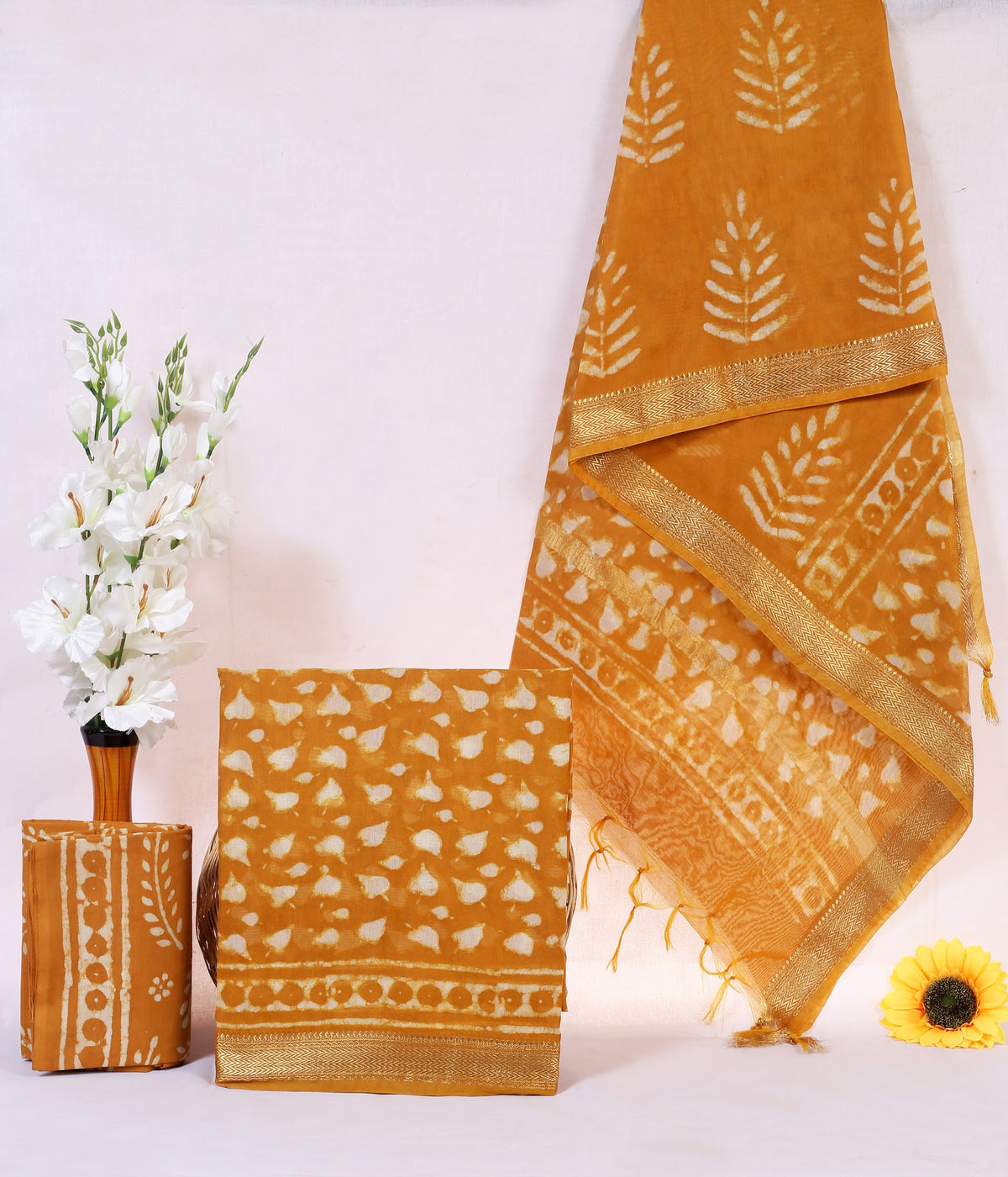 Maheshwari Silk Hand Block Print Suit Material | Sarson Patti – Mustard Leaf | Mustard | Golden Zari Border | Wholesale Suit Material 1loDcl0Mr7g1Q45iqahj0bCbbAGD0MACI_w2000