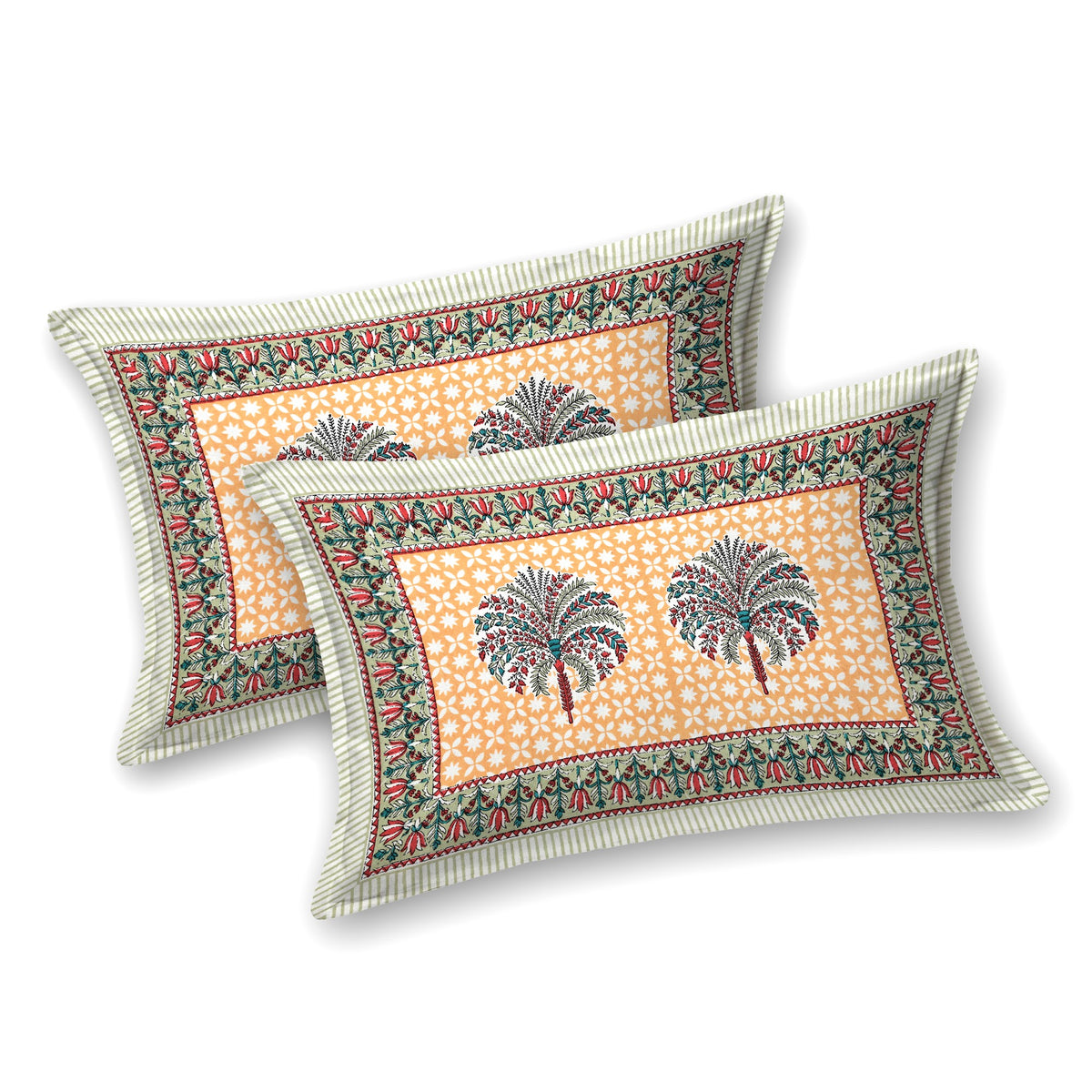 Peach Palm Buta pure cotton double bedsheet 90x108 – Unnati collection – view 5