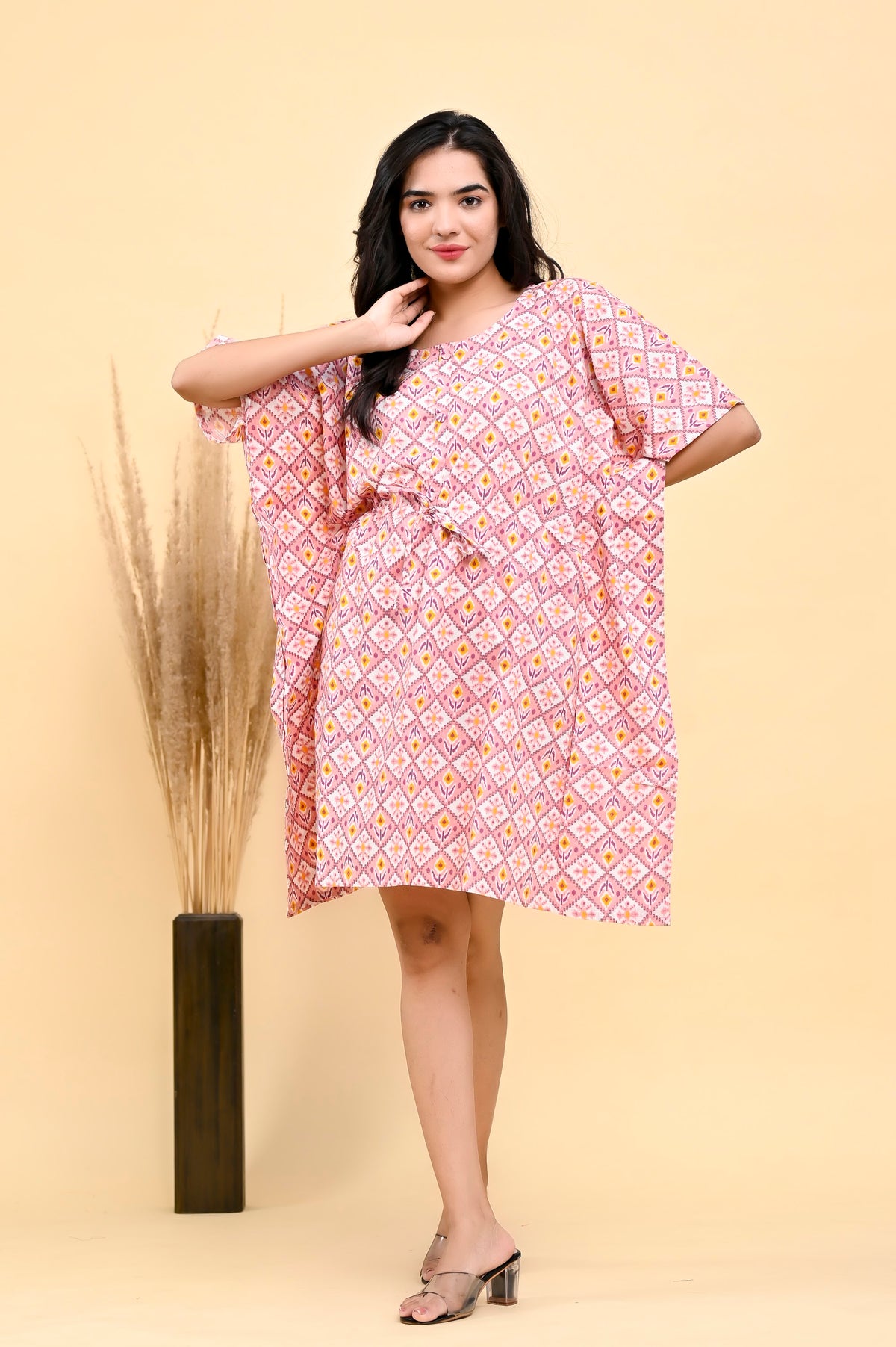 Pink Booti kaftan dress – make to order wholesale