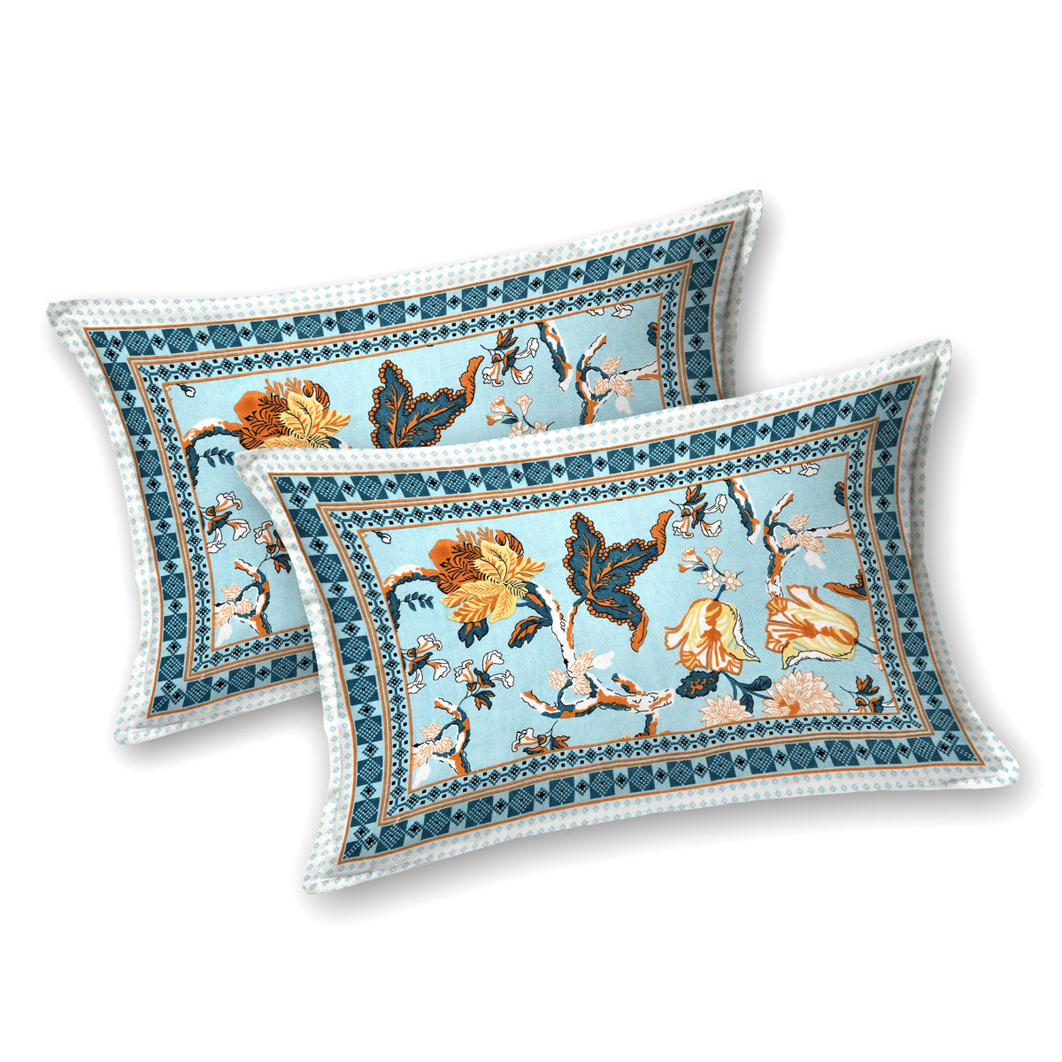 Sky Blue Bird Floral pure cotton double bedsheet 90x108 – Unnati collection – view 5