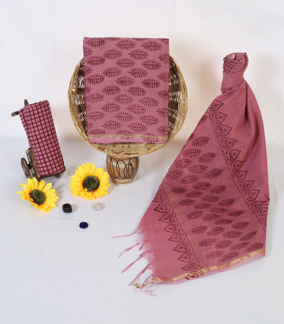 Chanderi Silk Hand Block Print Suit Material | Sandli Buta – Dusty Rose Buta | Dusty Rose & Maroon | Zari Border Dupatta | Wholesale Suit Material 1myZ0IKLuH_KEPlOB9jU3RBdc132LBZ_1_s0