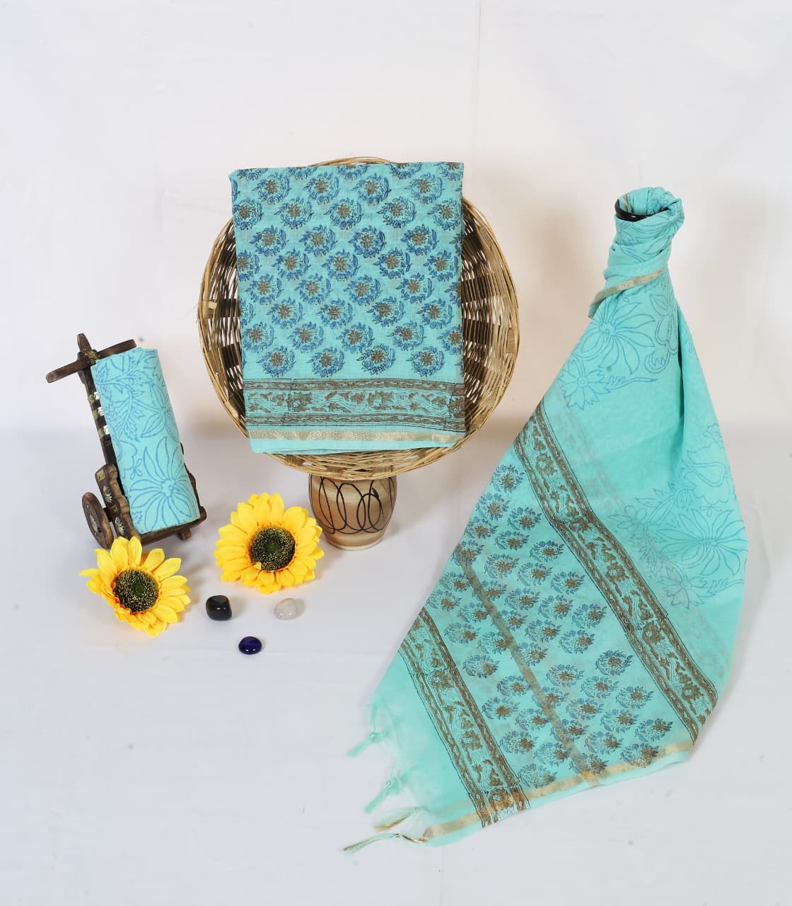 Chanderi Silk Hand Block Print Suit Material | Firozi Buti – Aqua Floral Buti | Aqua & Brown | Zari Border Dupatta | Wholesale Suit Material 1nFwN6kZaA1fif4w7RT2bqf1zmYynGwmg_s0