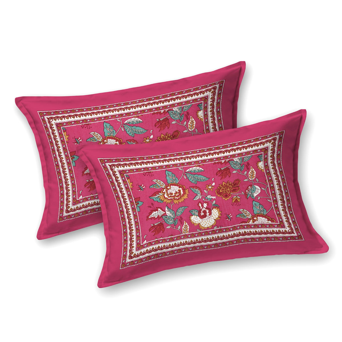 Rani Pink Gulzar Floral pure cotton double bedsheet 90x108 – Unnati collection – view 5