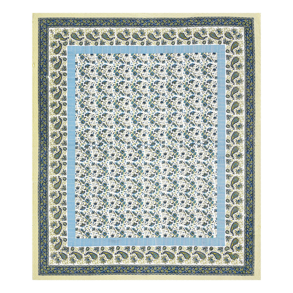 Teal Floral Jaal pure cotton double bedsheet 90x108 – Unnati collection – view 3