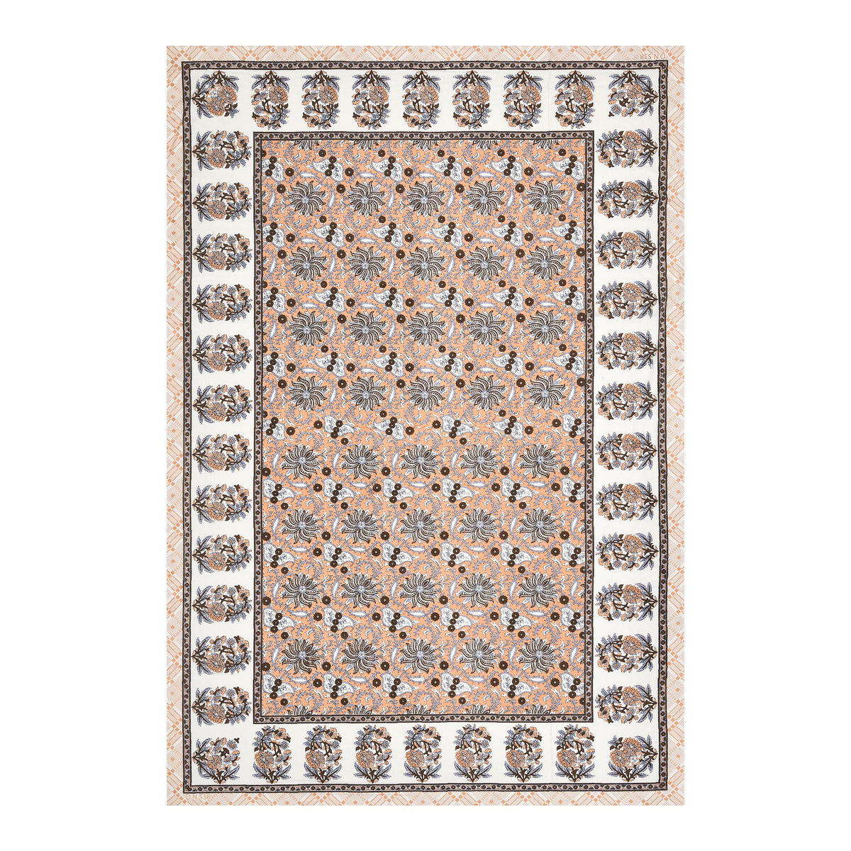 Elora Peach Kalamkari Floral Murugan cotton single bedsheet 60x90 with pillow cover – peach – wholesale Jaipur – view 4