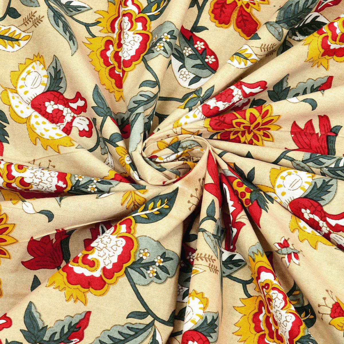 Cream Gulzar Floral pure cotton double bedsheet 90x108 – Unnati collection – view 6