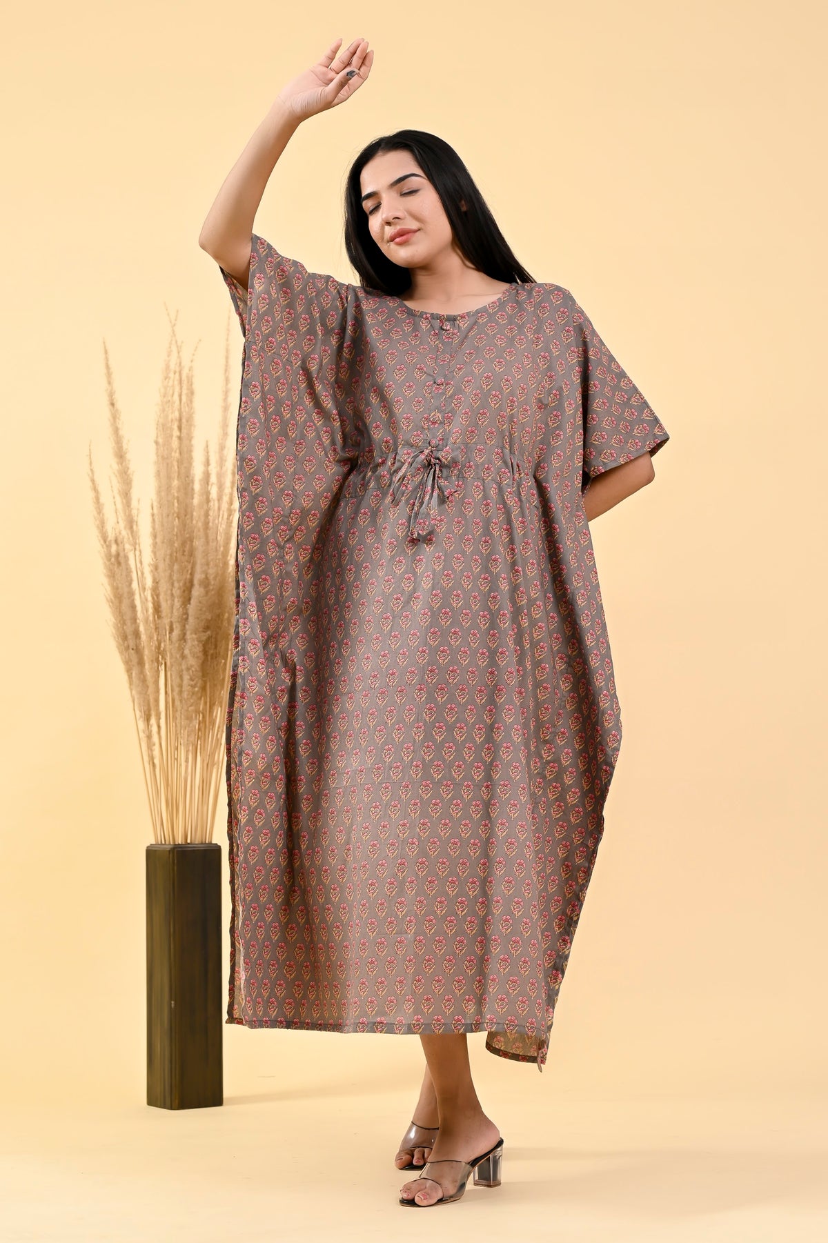 Printed Cotton Long Kaftan 50 inch – Taupe Floral (Make to Order) Ready to Wear 1o6hm0QBzPdIHGF1RAc6VtobksoK_Aj8z_w2000