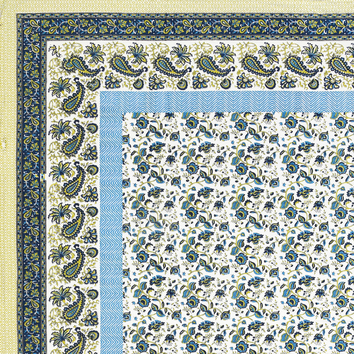 Teal Floral Jaal pure cotton double bedsheet 90x108 – Unnati collection – view 4