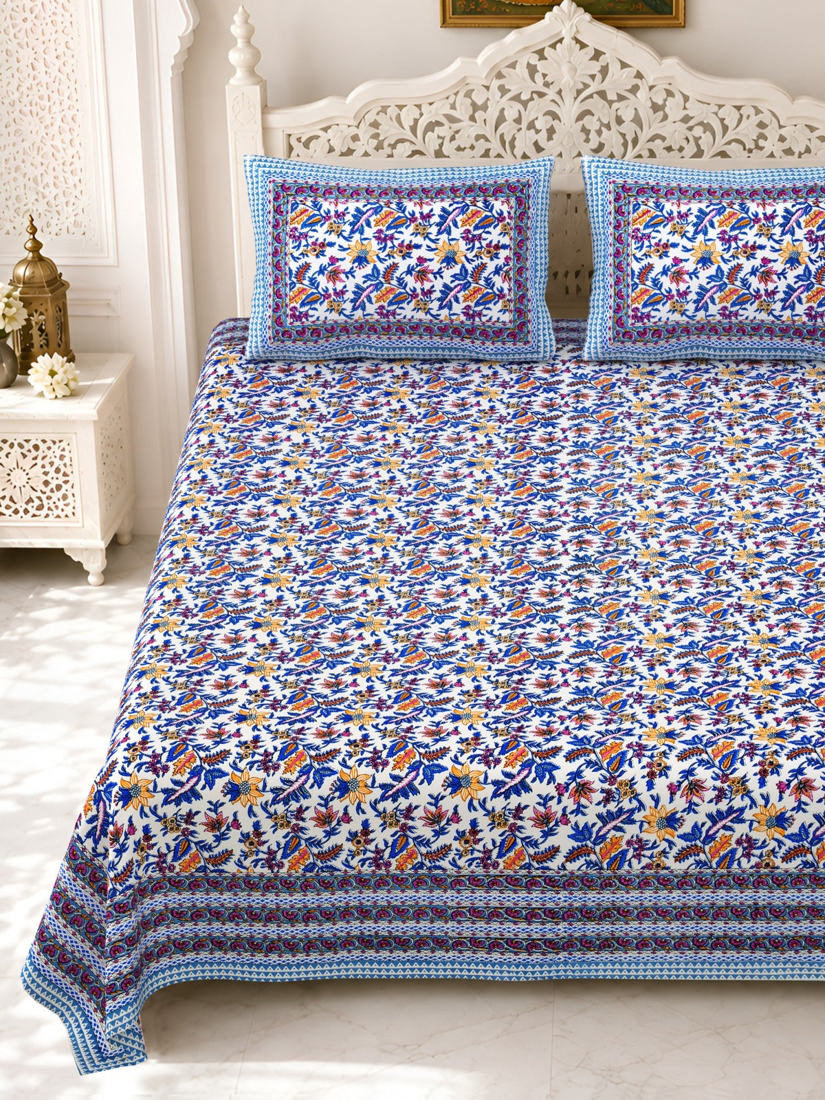 Premium Royal Block Purple Floral Jaal Cotton Double Bedsheet 90x108 with 2 Pillow Covers Bedsheet 1oQnnDK4td-3ro2K0JC1IzvYqIzZE1BHV_w2000