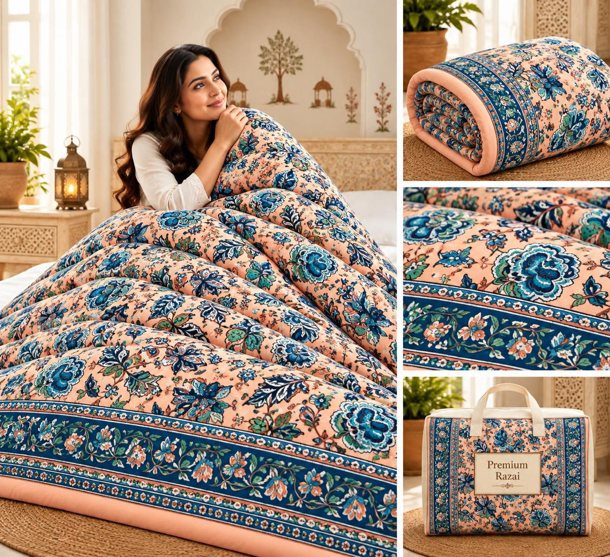 Peach Navy Floral Jaipuri Mulmul Razai – Reversible, Cotton Filled Razai 1ovFAn7GVd5owiJyZbN7AR8A9-y7iKecB_w2000